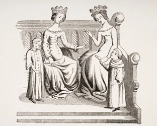 Robe des dames nobles et des enfants au XIVe siècle, d